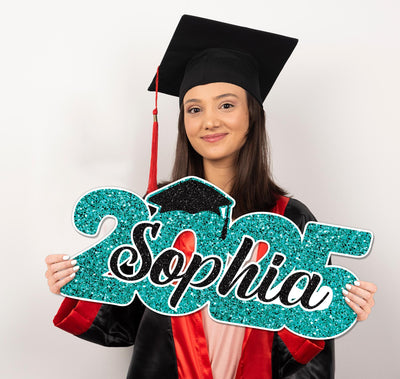 Personalized 2025 Graduation Sign, PVC Custom Name Senior Graduation Party Prop Sign