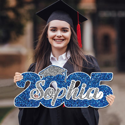 Personalized 2025 Graduation Sign, PVC Custom Name Senior Graduation Party Prop Sign