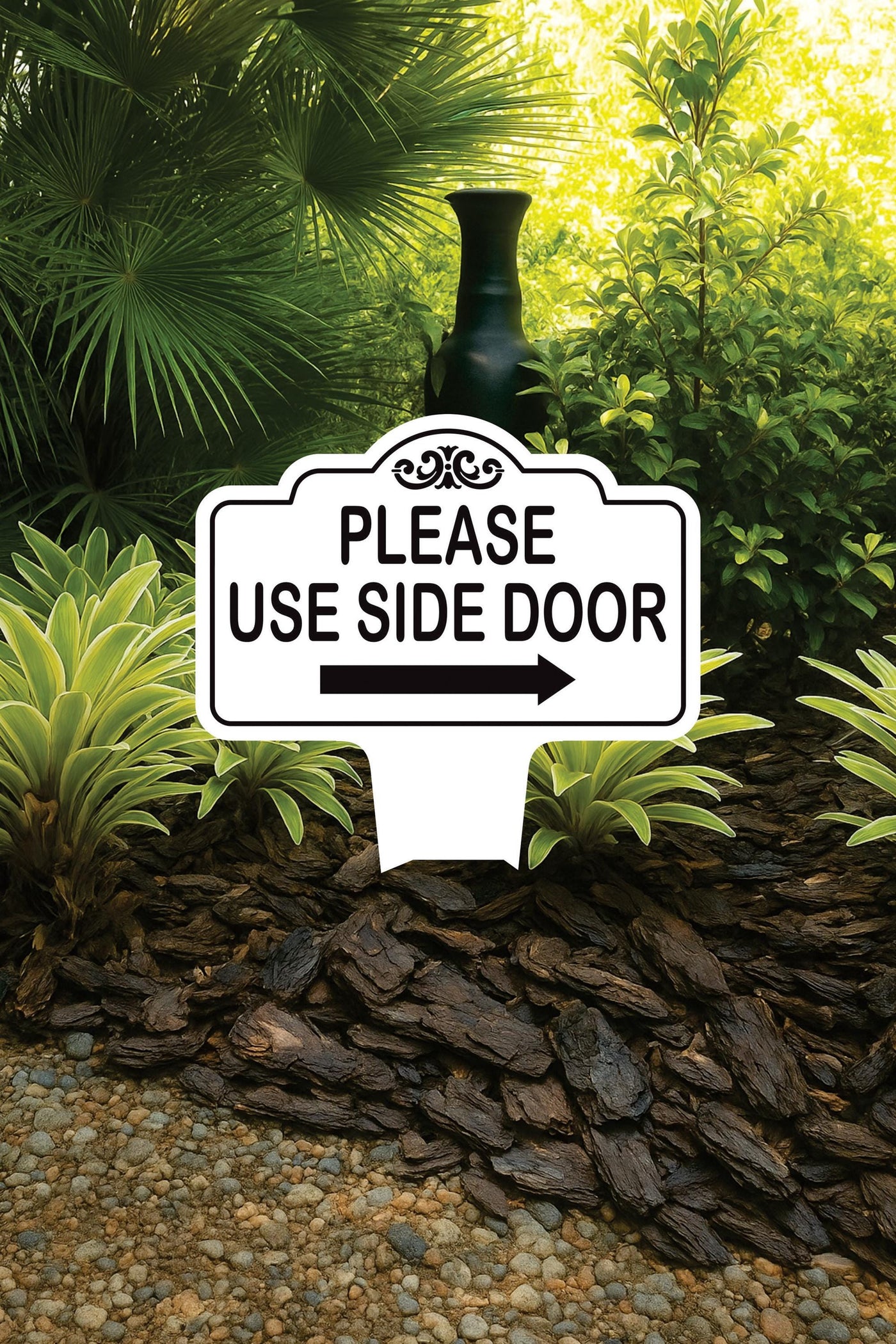 Please Use Side Door Yard Sign 10” x 14” - Rust-free Aluminum. Please Use Front Door Sign for Lawn