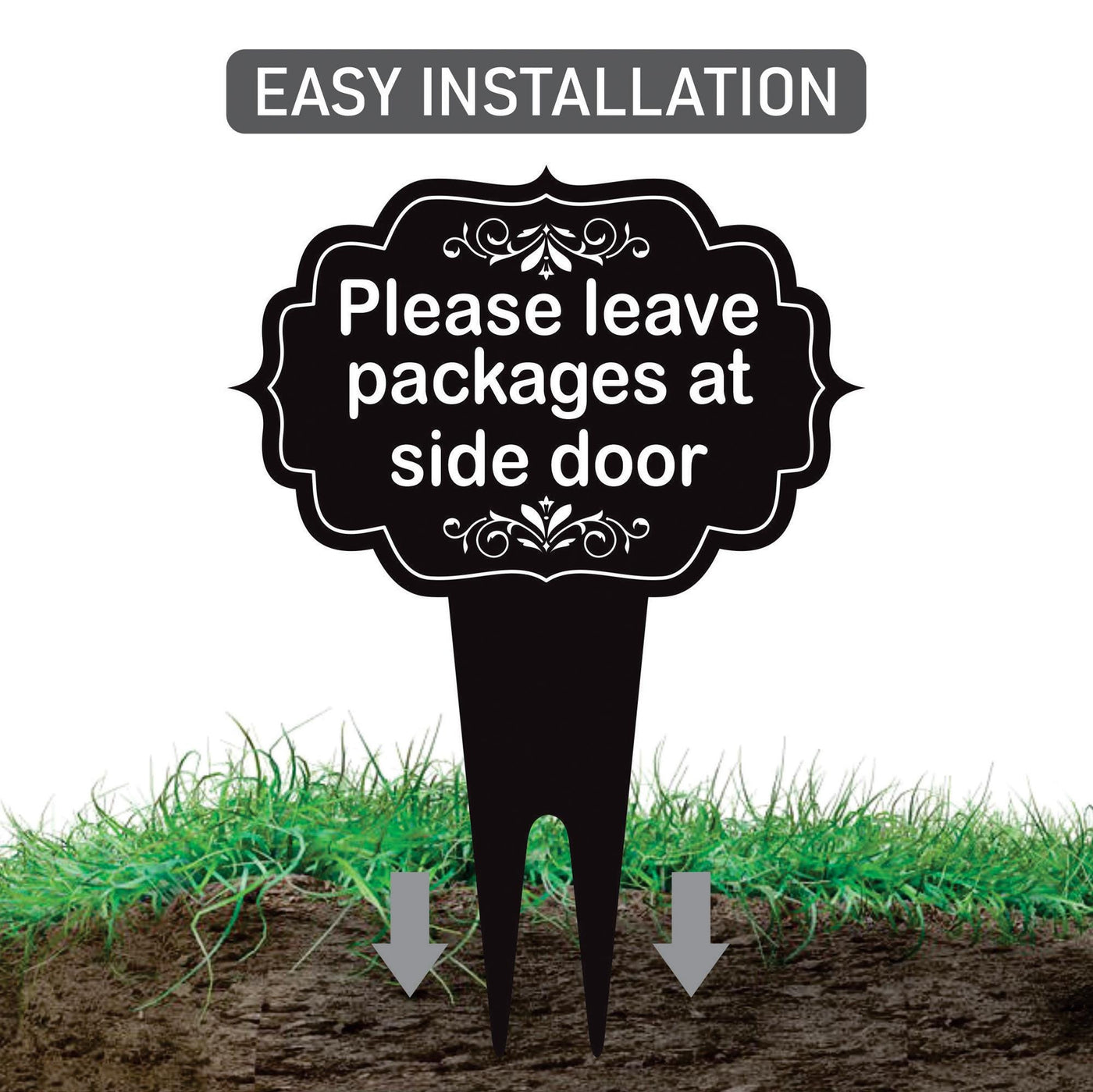 Please Leave Packages at Side Door Yard Sign 10” x 14” - Rust-free Aluminum Sign