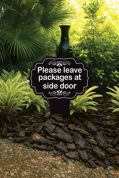 Please Leave Packages at Side Door Yard Sign 10” x 14” - Rust-free Aluminum Sign