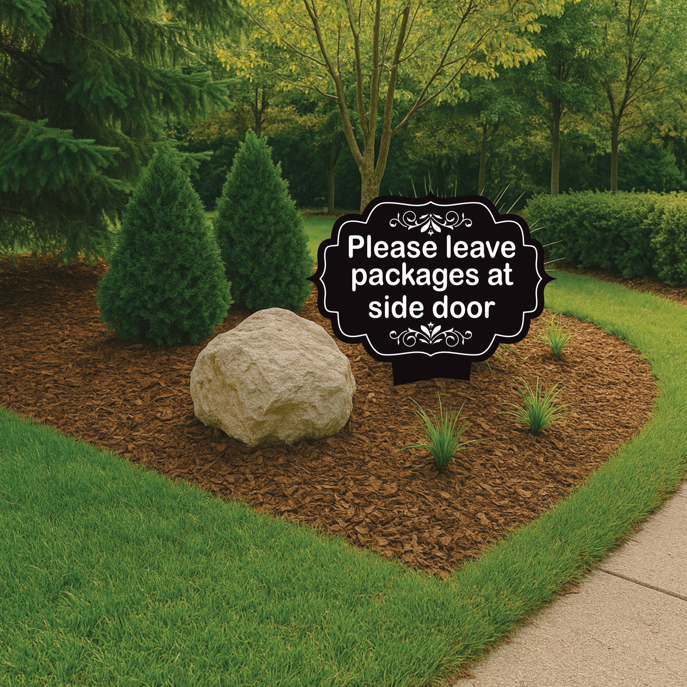 Please Leave Packages at Side Door Yard Sign 10” x 14” - Rust-free Aluminum Sign