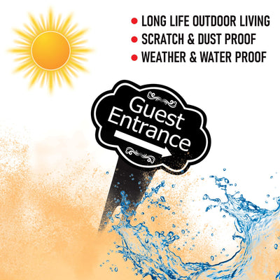 Guest Entrance Yard Sign 10” x 14” - Rust-free Aluminum Directional Guest Entrance Sign for Lawn