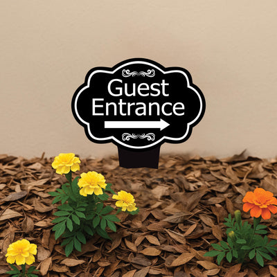 Guest Entrance Yard Sign 10” x 14” - Rust-free Aluminum Directional Guest Entrance Sign for Lawn
