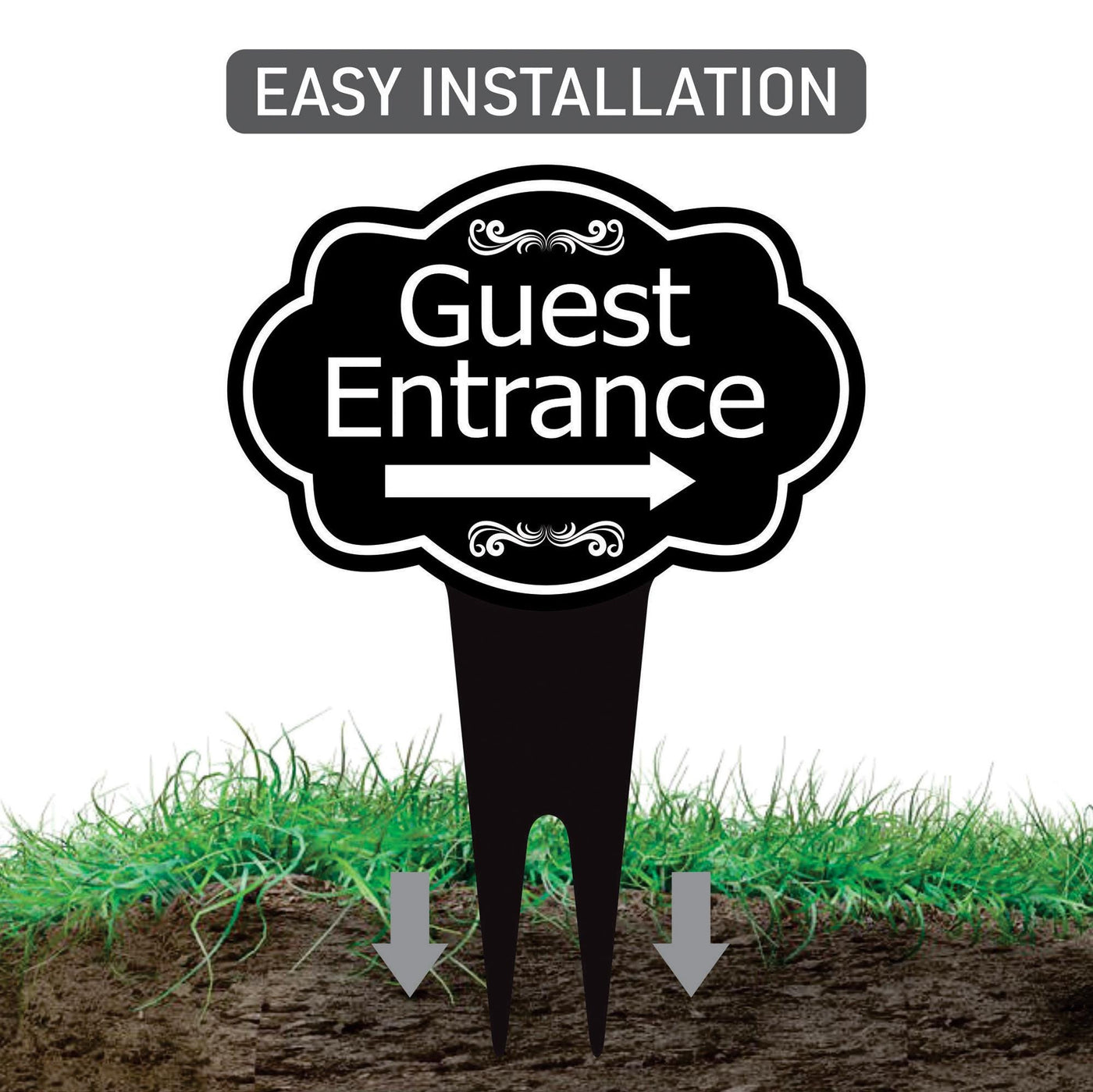 Guest Entrance Yard Sign 10” x 14” - Rust-free Aluminum Directional Guest Entrance Sign for Lawn