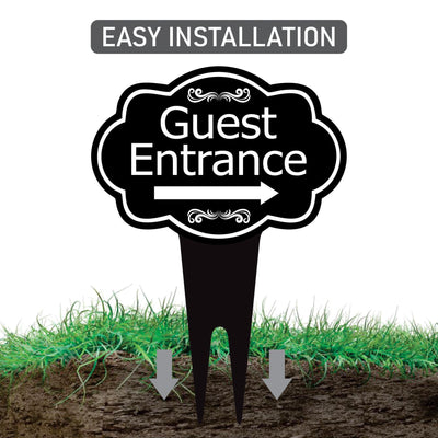 Guest Entrance Yard Sign 10” x 14” - Rust-free Aluminum Directional Guest Entrance Sign for Lawn