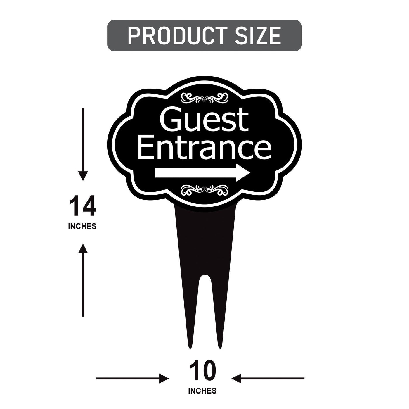 Guest Entrance Yard Sign 10” x 14” - Rust-free Aluminum Directional Guest Entrance Sign for Lawn