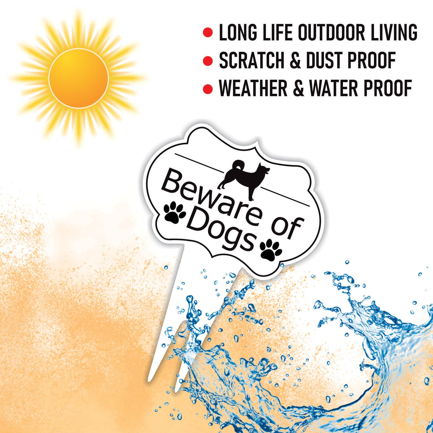 Beware of Dog Yard Sign 10” x 14” - Rust-free Aluminum Home Security Sign for Lawn