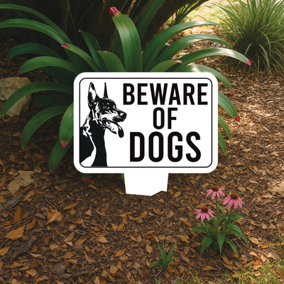 Beware of Dog Yard Sign 10” x 14” - Rust-free Aluminum Home Security Sign for Lawn