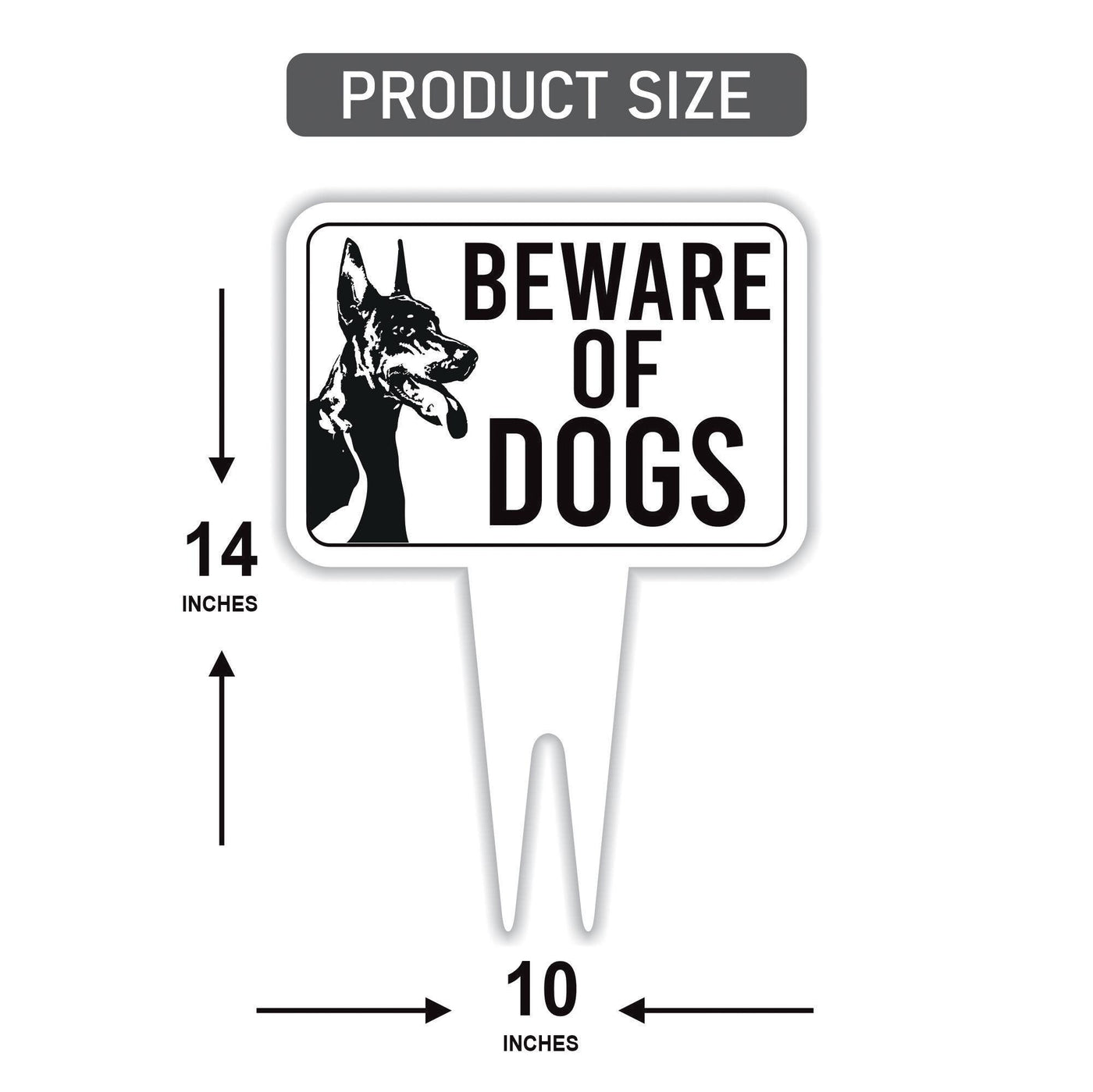 Beware of Dog Yard Sign 10” x 14” - Rust-free Aluminum Home Security Sign for Lawn