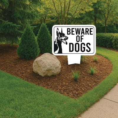 Beware of Dog Yard Sign 10” x 14” - Rust-free Aluminum Home Security Sign for Lawn