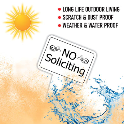 No Soliciting Yard Sign, Rust-Free Aluminum Lawn Sign with Stake, 10x14 Outdoor Front Door Sign