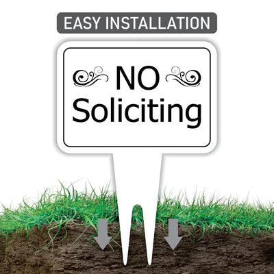 No Soliciting Yard Sign, Rust-Free Aluminum Lawn Sign with Stake, 10x14 Outdoor Front Door Sign