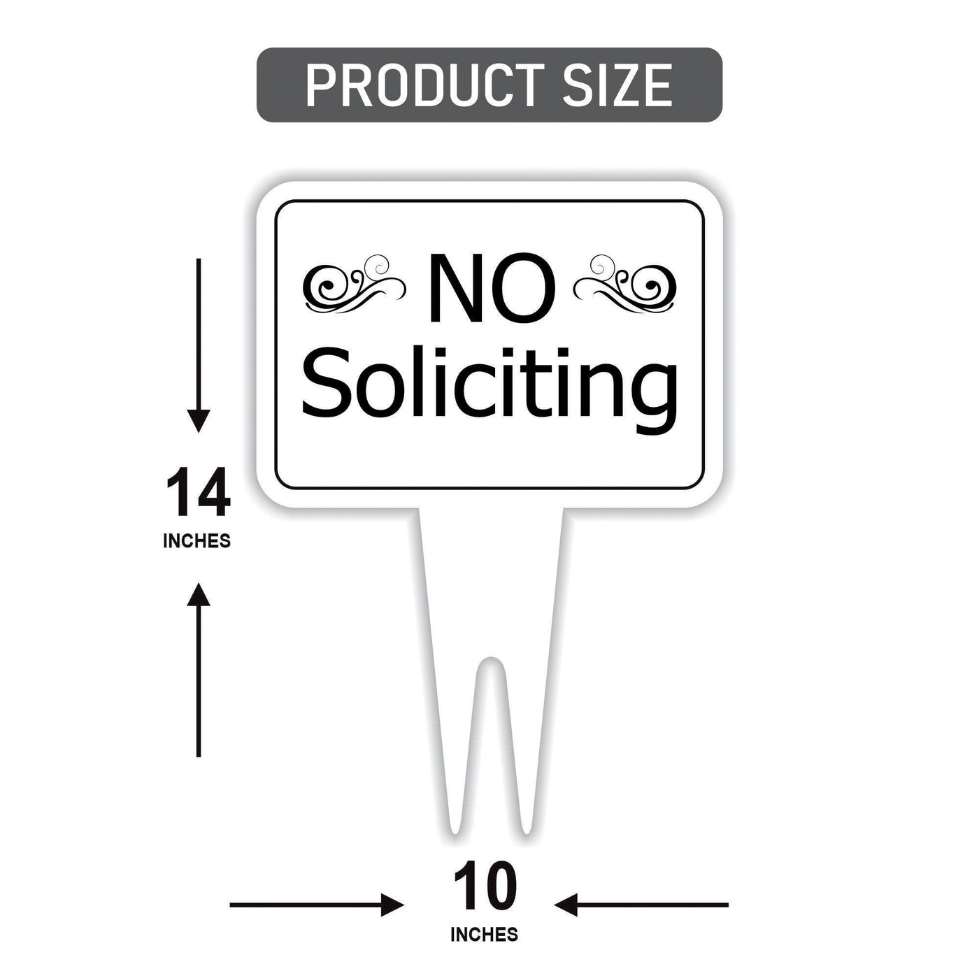 No Soliciting Yard Sign, Rust-Free Aluminum Lawn Sign with Stake, 10x14 Outdoor Front Door Sign