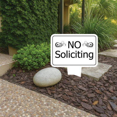 No Soliciting Yard Sign, Rust-Free Aluminum Lawn Sign with Stake, 10x14 Outdoor Front Door Sign