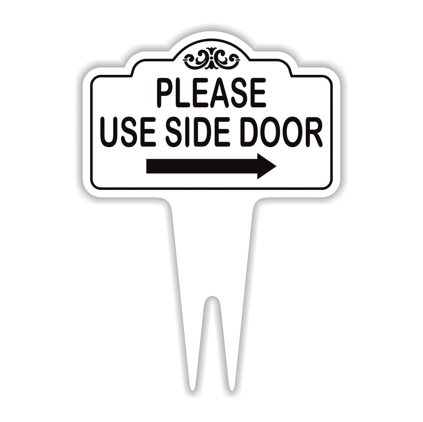 Please Use Side Door Yard Sign 10” x 14” - Rust-free Aluminum. Please Use Front Door Sign for Lawn