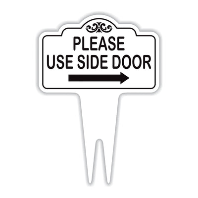 Please Use Side Door Yard Sign 10” x 14” - Rust-free Aluminum. Please Use Front Door Sign for Lawn