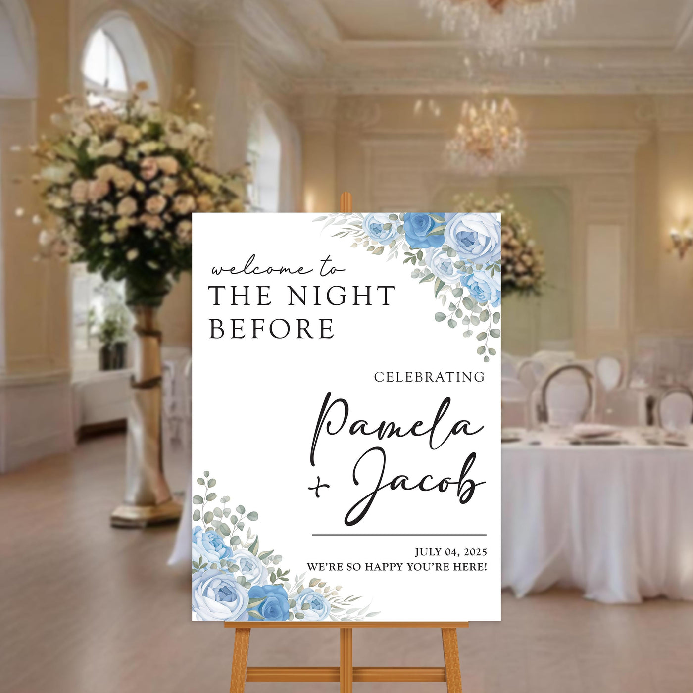 The Night Before Welcome Sign, Rehearsal Dinner Wedding Sign
