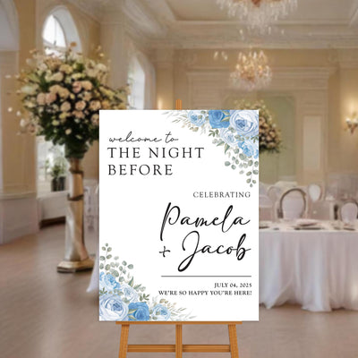 The Night Before Welcome Sign, Rehearsal Dinner Wedding Sign