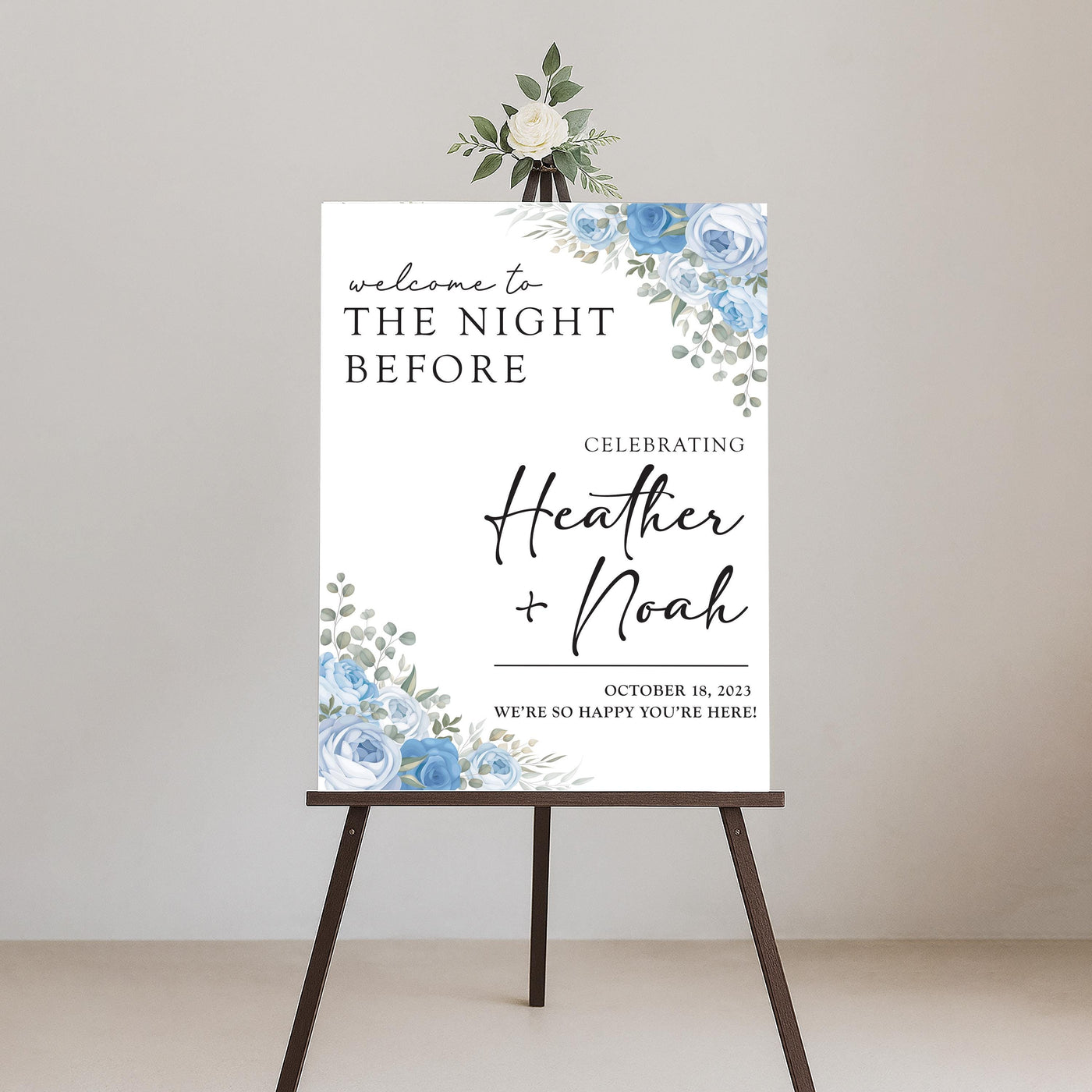The Night Before Welcome Sign, Rehearsal Dinner Wedding Sign