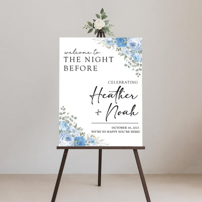 The Night Before Welcome Sign, Rehearsal Dinner Wedding Sign