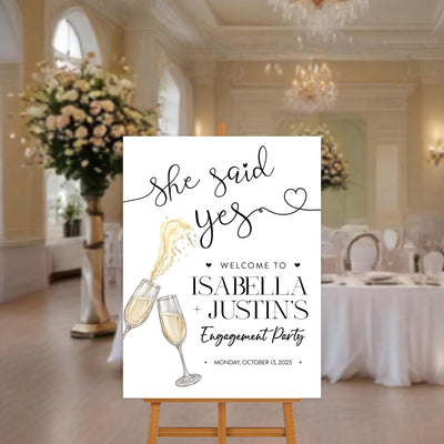 Personalized Boho Engagement Welcome Sign, Champagne Brunch & Bubbly Party Decor