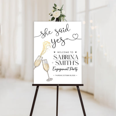 Personalized Boho Engagement Welcome Sign, Champagne Brunch & Bubbly Party Decor