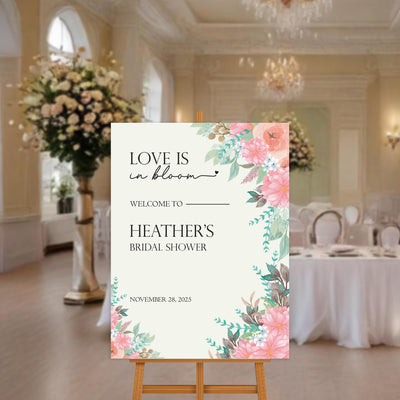 Love is In Bloom Bridal Shower Welcome Sign, Floral Bridal Party Decor
