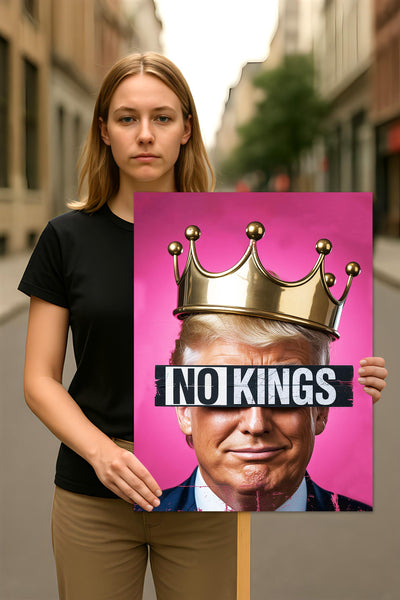 No Kings In America Protest Sign, Anti-Trump Resistance, Political Activist Poster