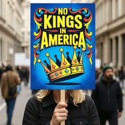 No Kings In America Protest Sign, Anti-Trump Resistance, Political Activist Poster