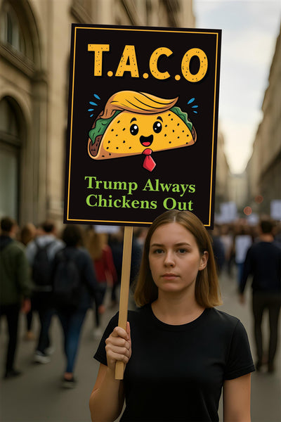 Taco - Trump Always Chickens Out Protest Sign, Anti-Trump Resistance, Funny Political Activist Poster