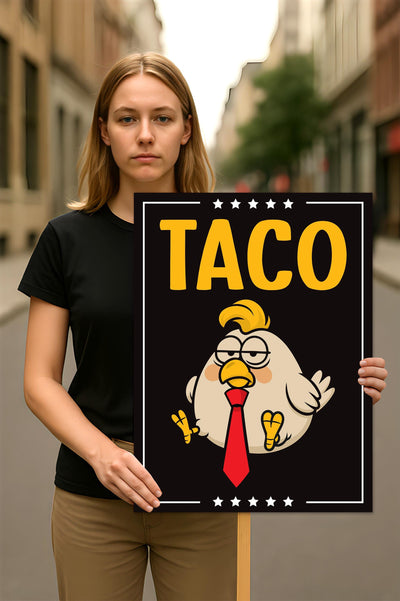 Taco - Trump Always Chickens Out Protest Sign, Anti-Trump Resistance, Funny Political Activist Poster