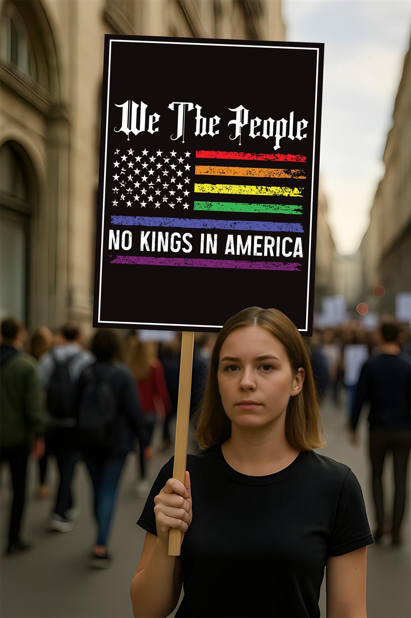 We The People, No Kings in America Protest Sign, Anti-Trump Resistance