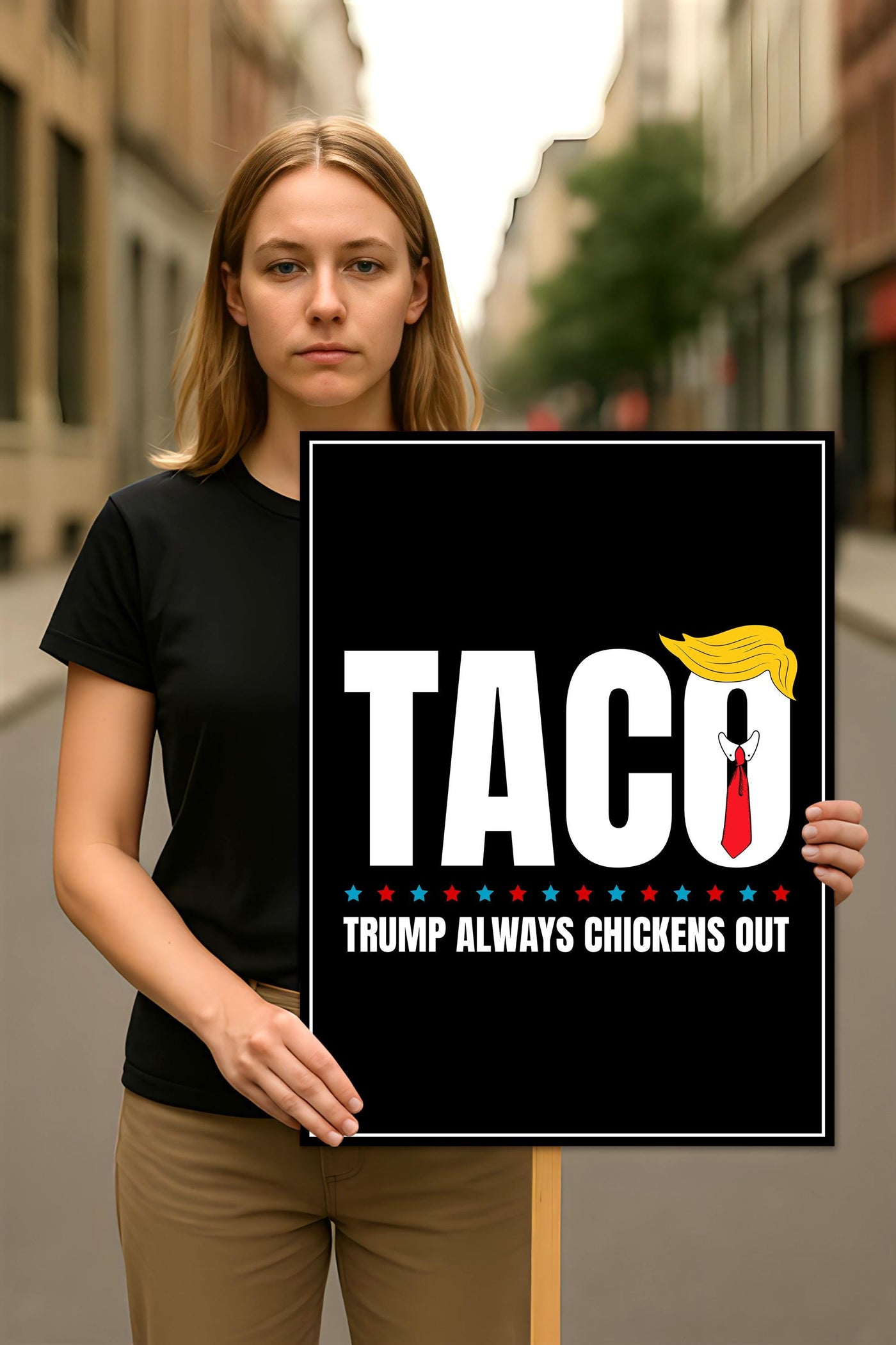 Taco - Trump Always Chickens Out Protest Sign, Anti-Trump Resistance, Funny Political Activist Poster