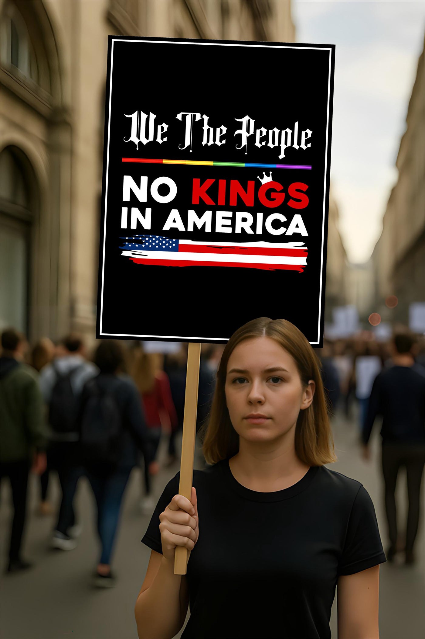 We The People, No Kings in America Protest Sign, Anti-Trump Resistance