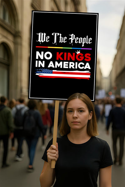 We The People, No Kings in America Protest Sign, Anti-Trump Resistance
