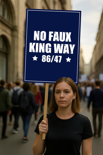 No Kings In America Protest Sign, Anti-Trump Resistance