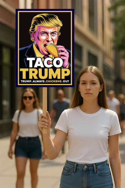 Taco - Trump Always Chickens Out Protest Sign, Anti-Trump Resistance, Funny Political Activist Poster