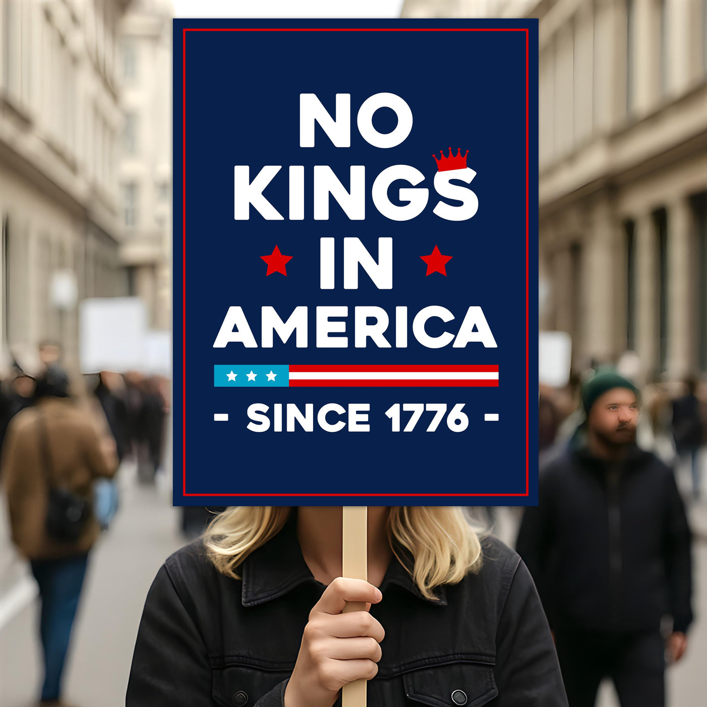 No Kings In America Protest Sign, Anti-Trump Resistance