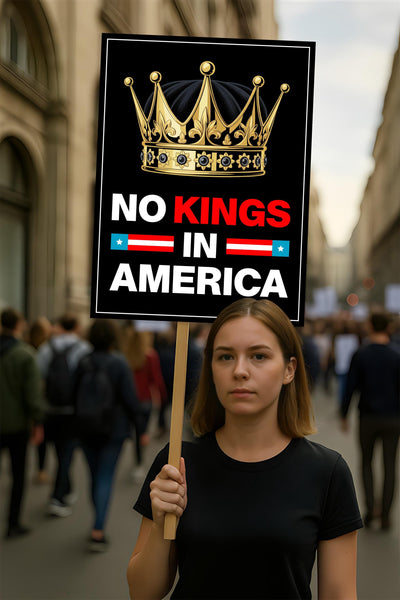 No Kings In America Protest Sign, Anti-Trump Resistance