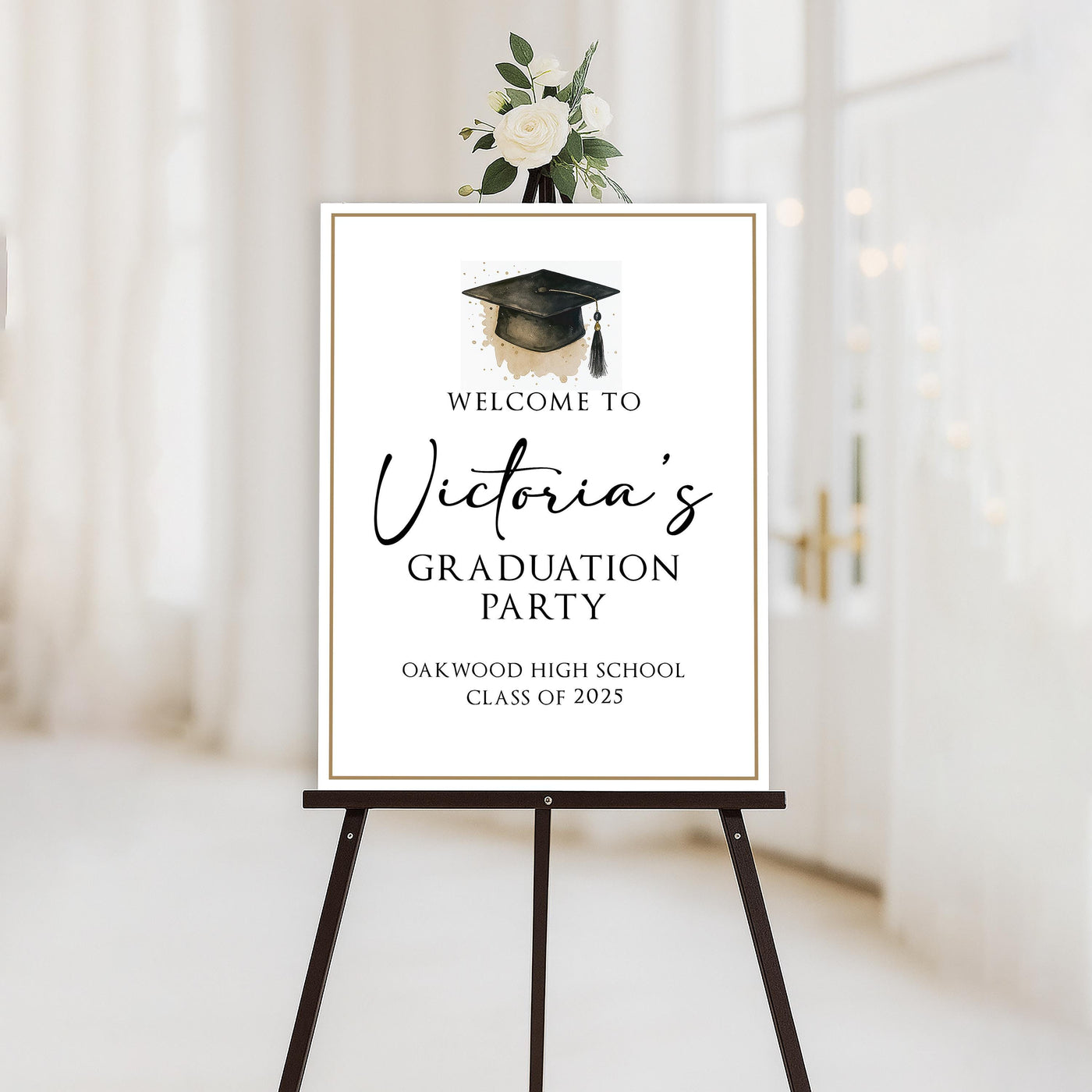 Custom Graduation Welcome Sign, Class of 2025 Party Decor, Personalized College Grad Sign