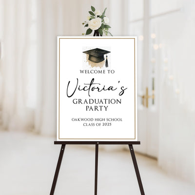 Custom Graduation Welcome Sign, Class of 2025 Party Decor, Personalized College Grad Sign