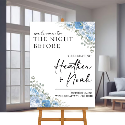The Night Before Welcome Sign, Rehearsal Dinner Wedding Sign