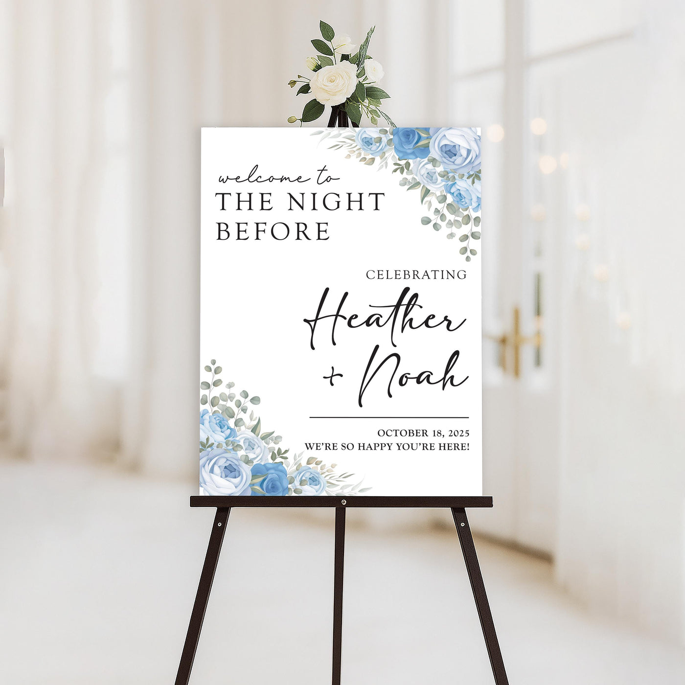 The Night Before Welcome Sign, Rehearsal Dinner Wedding Sign