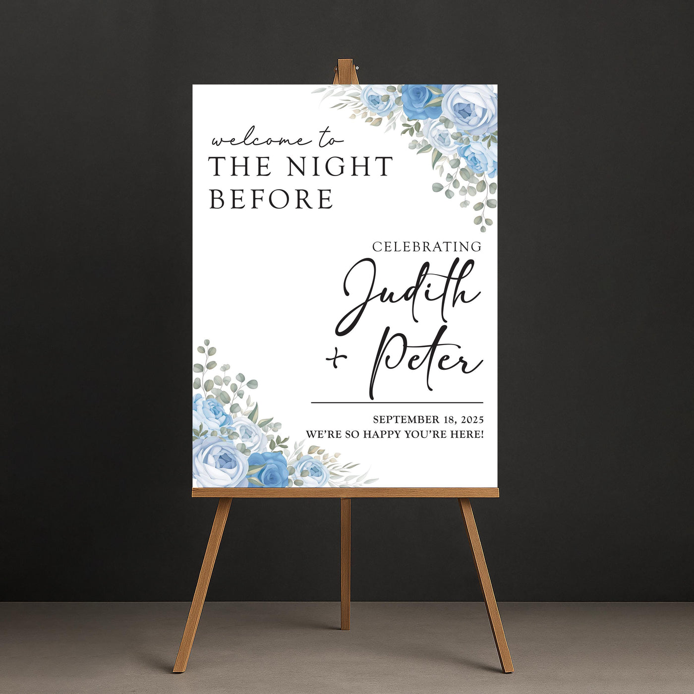 The Night Before Welcome Sign, Rehearsal Dinner Wedding Sign