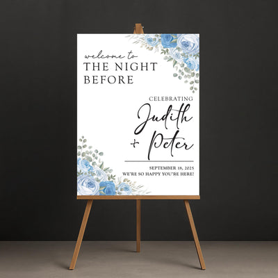 The Night Before Welcome Sign, Rehearsal Dinner Wedding Sign