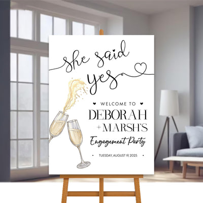 Personalized Boho Engagement Welcome Sign, Champagne Brunch & Bubbly Party Decor
