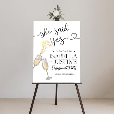 Personalized Boho Engagement Welcome Sign, Champagne Brunch & Bubbly Party Decor