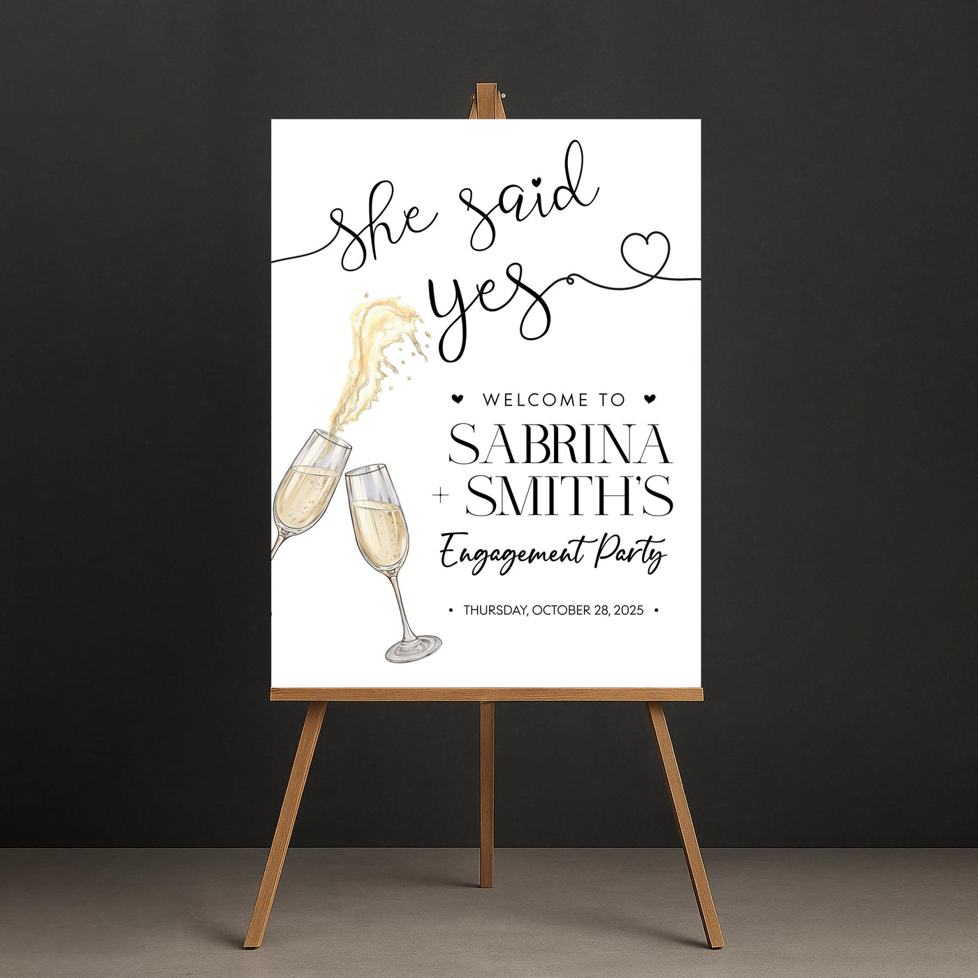 Personalized Boho Engagement Welcome Sign, Champagne Brunch & Bubbly Party Decor