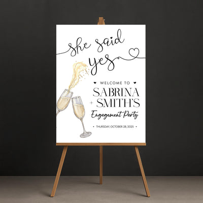Personalized Boho Engagement Welcome Sign, Champagne Brunch & Bubbly Party Decor